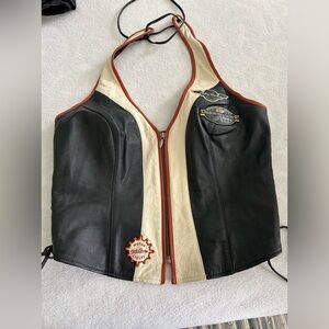 Authentic Harley Davidson leather halter vest. Size Medium.